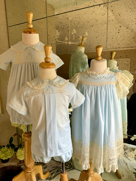 Girls and Boys Blue and Peach Heirloom Sets