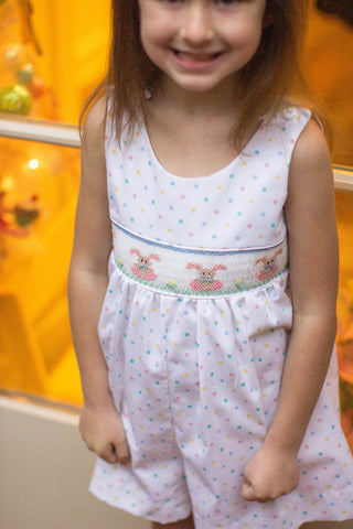 Hand Smocked Bunny Romper